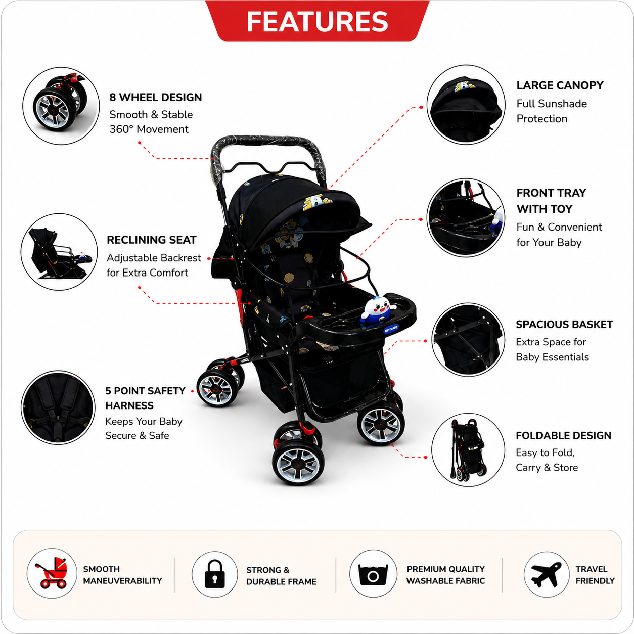 Baby Stroller | Foldable Travel Stroller for Babies