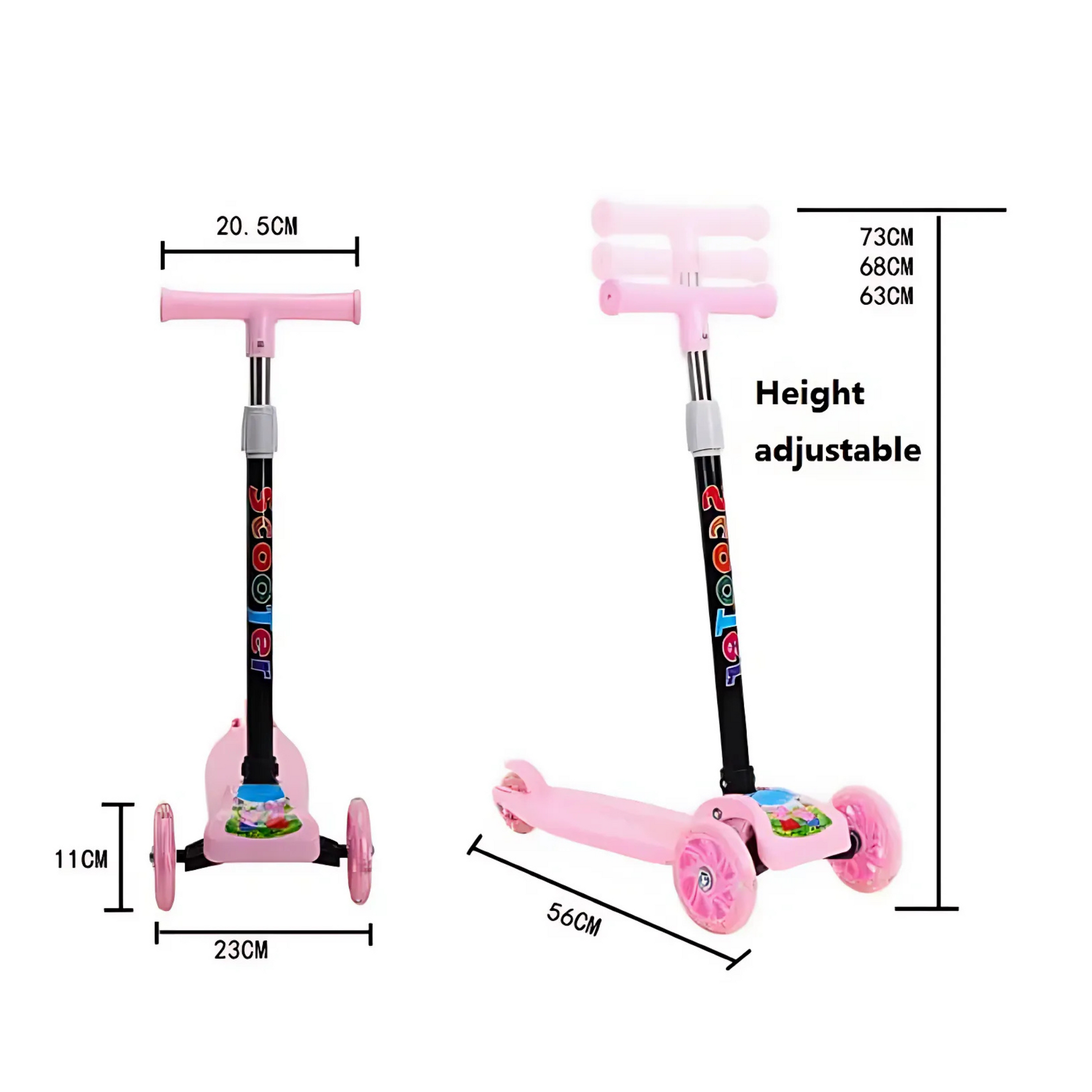 3-Wheel Foldable Kids Scooter – Adjustable & Portable Ride with Light-Up Wheels