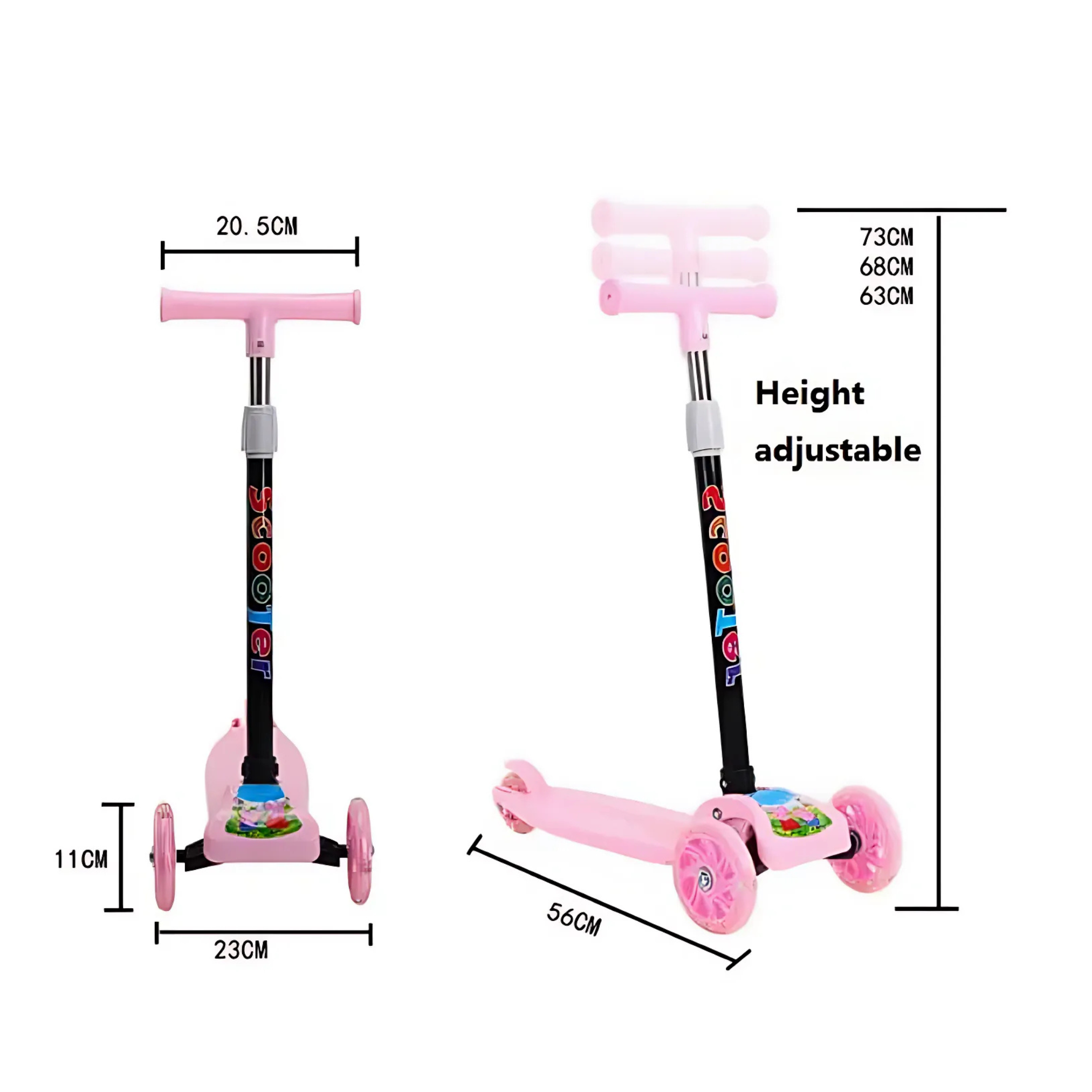 3-Wheel Foldable Kids Scooter – Adjustable & Portable Ride with Light-Up Wheels